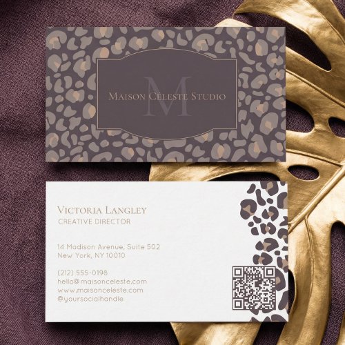 Elegant Couture Cheetah Leopard Print Luxury Brand Business Card