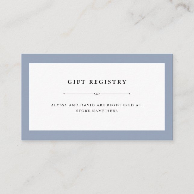 Elegant Couture | Dusty Blue Gift Registry Insert (Front)