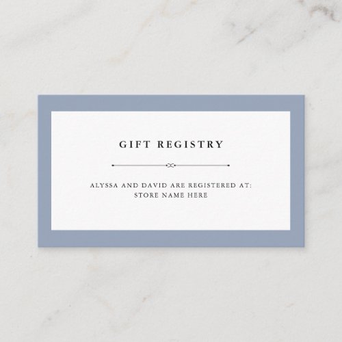 Elegant Couture  Dusty Blue Gift Registry Insert