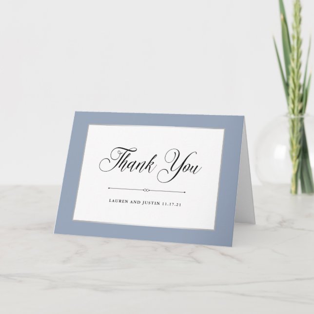 Elegant Couture | Dusty Blue Thank You Card (Front)