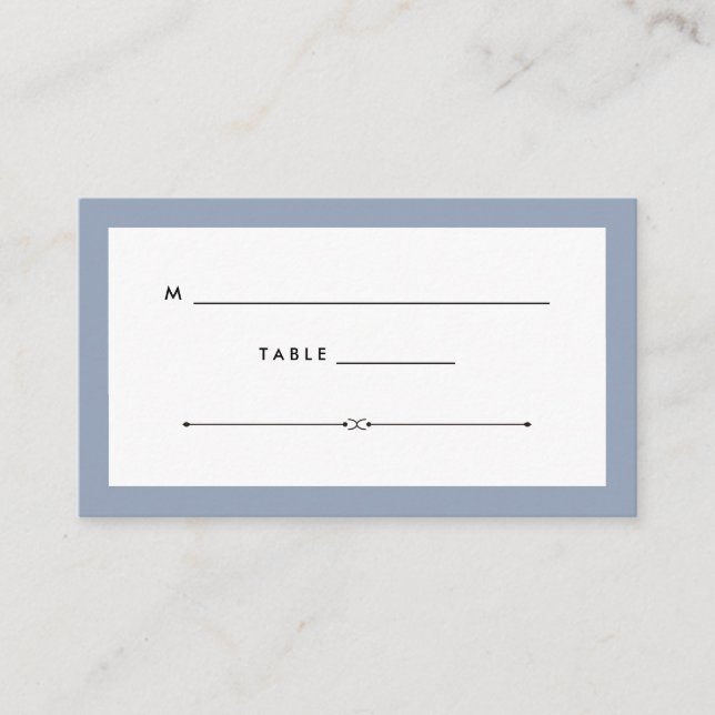Elegant Couture | Dusty Blue Wedding Escort Place Card (Front)