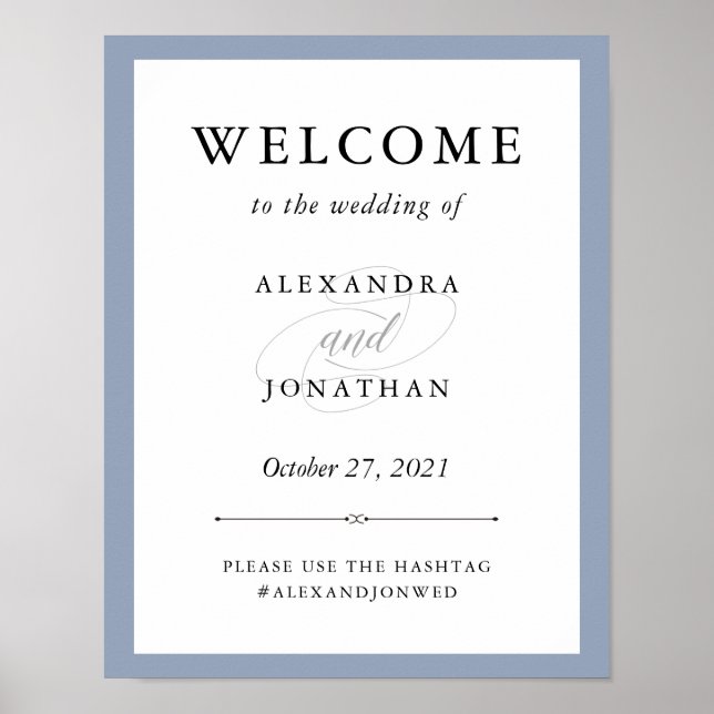 Elegant Couture | Dusty Blue Wedding Welcome Poster (Front)
