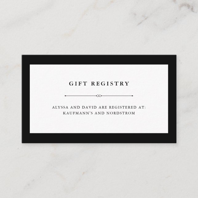 Elegant Couture | Gift Registry Insert (Front)