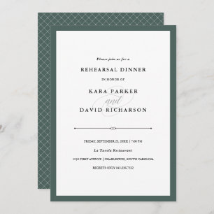 Elegant Couture Rich Green Rehearsal Dinner Invitation