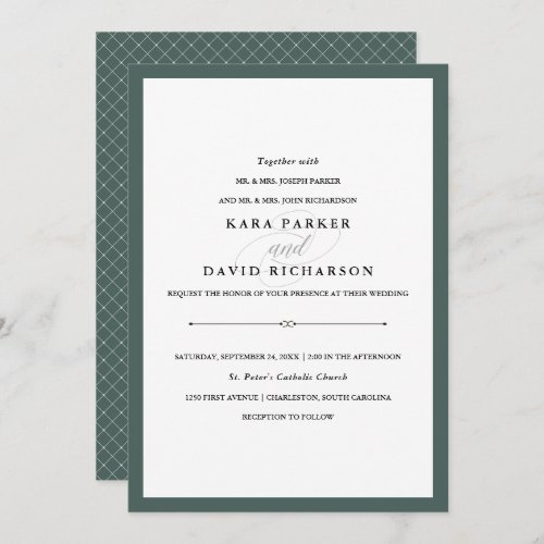 Elegant Couture  Rich Green Wedding Invitation