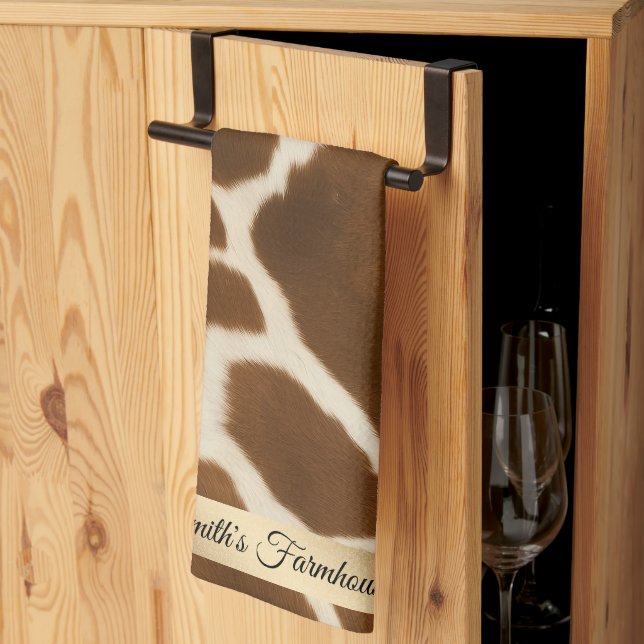 Elegant Cow Faux Leather Modern Collection Kitchen Towel (Thirds Fold)