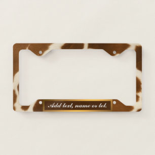 Elegant Cow Faux Leather Modern Collection License Plate Frame