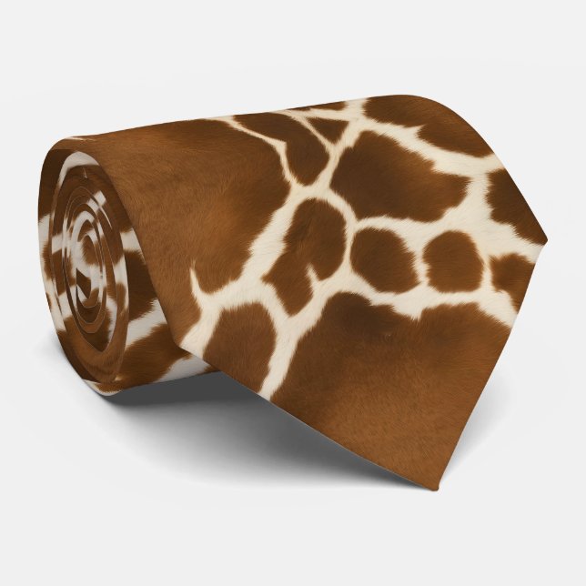 Elegant Cow Faux Leather Modern Collection Neck Tie (Rolled)
