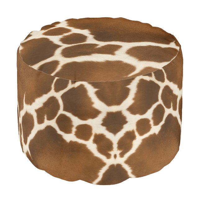 Elegant Cow Faux Leather Modern Collection Pouf (Angled Front)