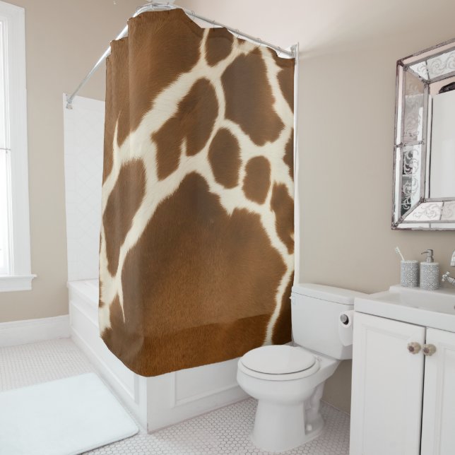 Elegant Cow Faux Leather Modern Collection Shower Curtain (In Situ)