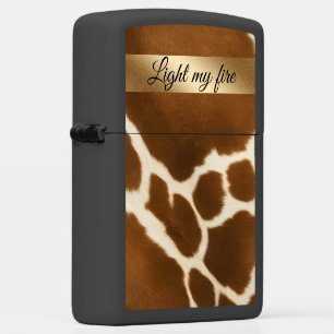 Elegant Cow Faux Leather Modern Collection Zippo Lighter