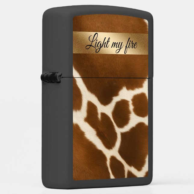 Elegant Cow Faux Leather Modern Collection Zippo Lighter (Right)