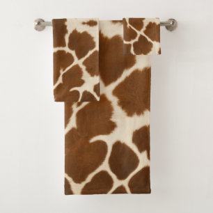 Elegant Cow Faux Leather Popular Collection Bath Towel Set