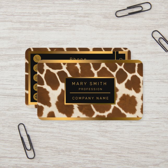 Elegant Cow Faux Leather Popular Collection Business Card (Front/Back In Situ)