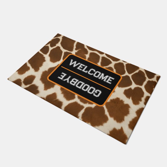 Elegant Cow Faux Leather Popular Collection Doormat (Angled)