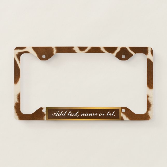 Elegant Cow Faux Leather Popular Collection License Plate Frame (Front)