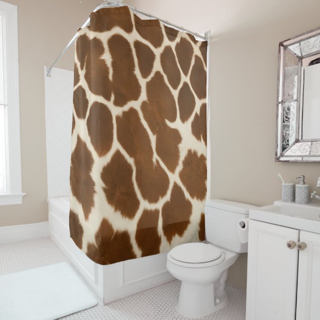 Elegant Cow Faux Leather Popular Collection Shower Curtain (In Situ)