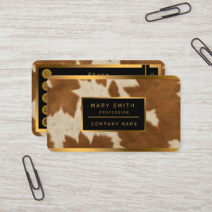Elegant Cow Faux Leather Trendy Collection Business Card