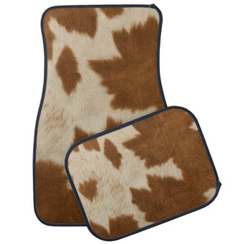 Elegant Cow Faux Leather Trendy Collection Car Floor Mat