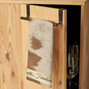 Elegant Cow Faux Leather Trendy Collection Kitchen Towel