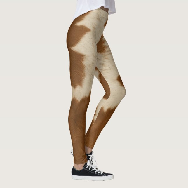 Elegant Cow Faux Leather Trendy Collection Leggings (Right)