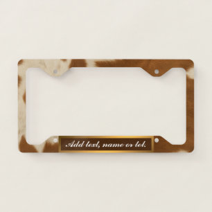 Elegant Cow Faux Leather Trendy Collection License Plate Frame