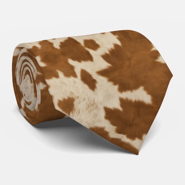 Elegant Cow Faux Leather Trendy Collection Neck Tie (Rolled)