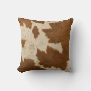 Elegant Cow Faux Leather Trendy Collection Throw Pillow