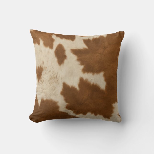 Elegant Cow Faux Leather Trendy Collection Throw Pillow (Front)
