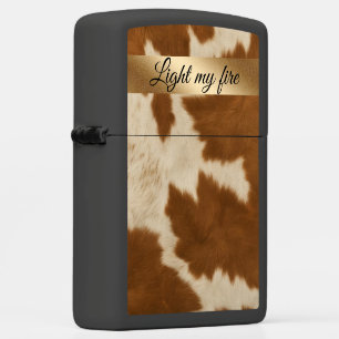 Elegant Cow Faux Leather Trendy Collection Zippo Lighter