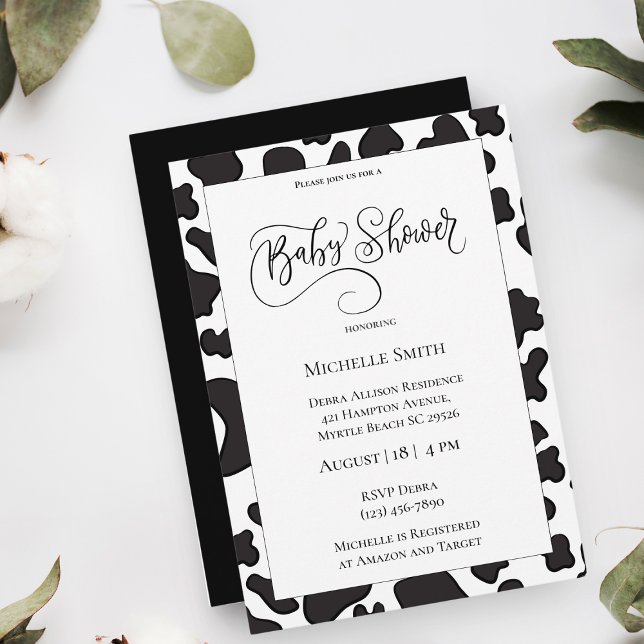 Elegant Cow Print Baby Shower Invitation (Creator Uploaded)