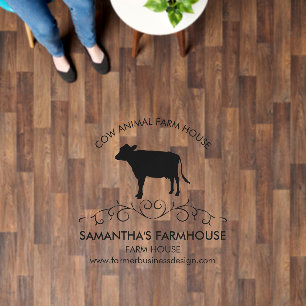 Elegant Cow Silhouette Decorative Farm Brand Log Floor Decals