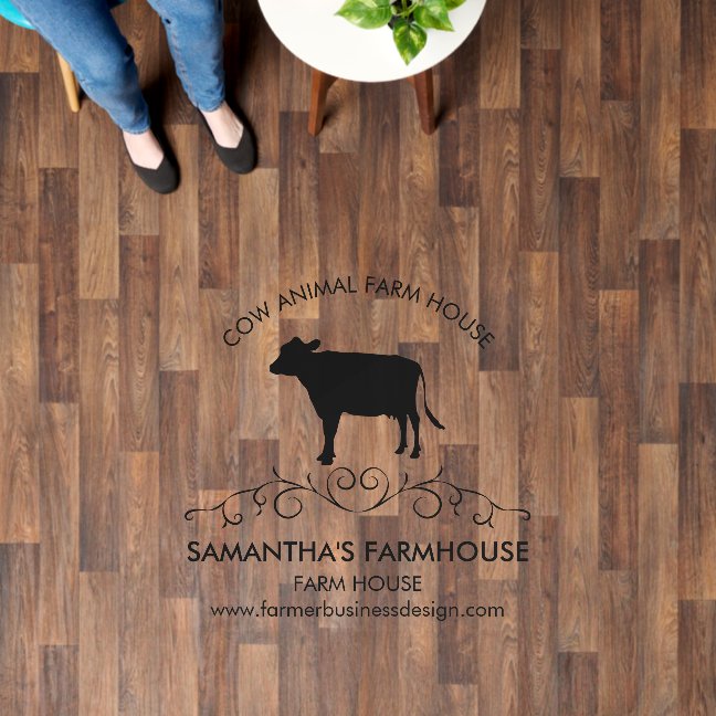 Elegant Cow Silhouette | Decorative Farm Brand Log Floor Decals