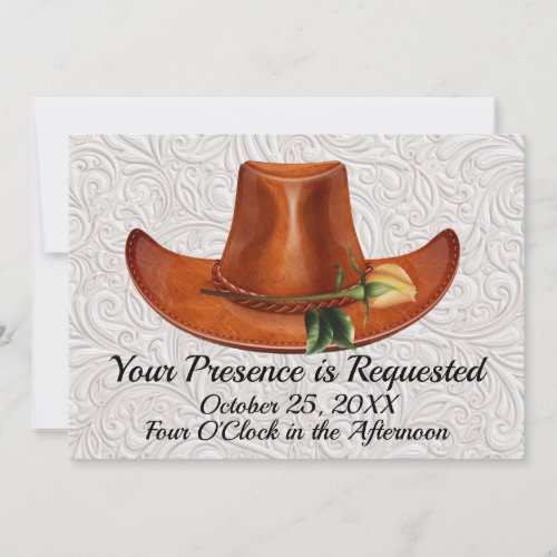 Elegant Cowboy Hat Yellow Rose Wedding Invitation