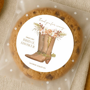 Elegant Cowgirl Boot Floral Thank You Sticker