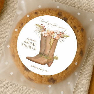 Elegant Cowgirl Boot Floral Thank You Sticker