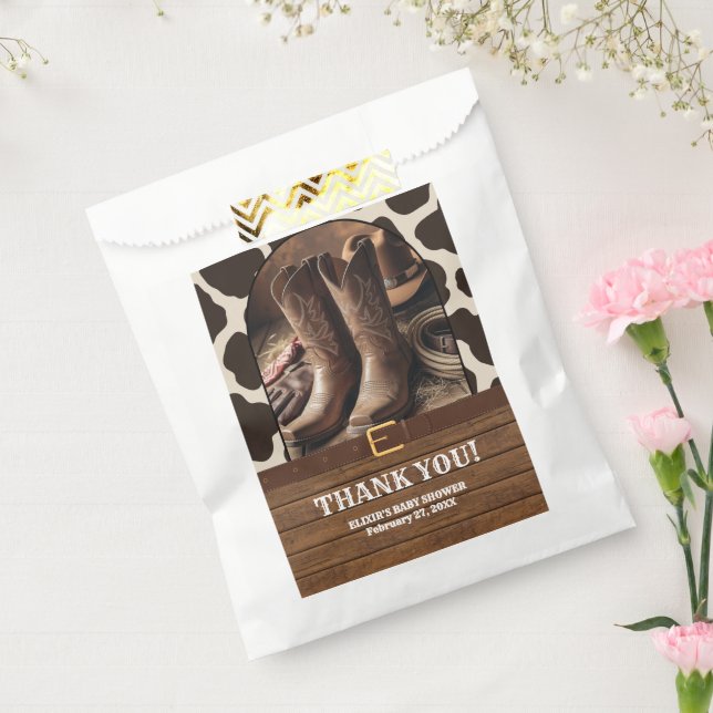 Elegant Cowgirl Boots Baby Shower Favor Bag (Sealed)