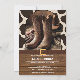 Elegant Cowgirl Boots Baby Shower Invitation