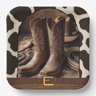Elegant Cowgirl Boots Baby Shower Paper Plates