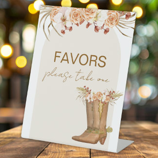 Elegant Cowgirl Boots Bridal Shower Favor Sign