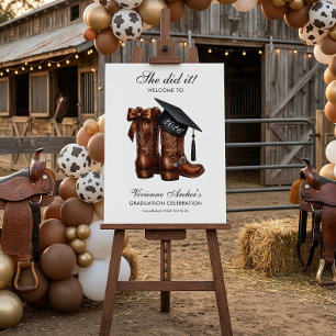 Elegant Cowgirl Bow Boots Grad Party Welcome Foam Board