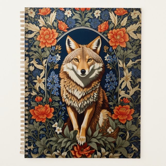 Elegant Coyote William Morris Inspired  Planner (Front)