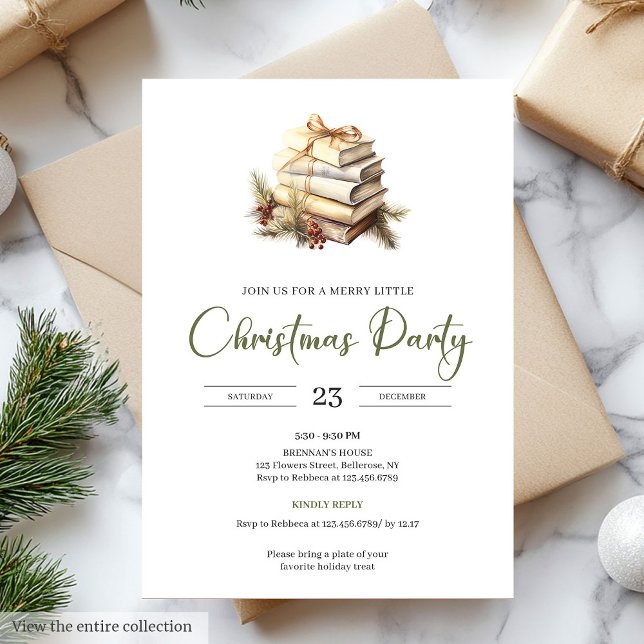 Elegant Coziness Olive Beige Nordic Christmas Book Invitation (Elegant Coziness Olive Beige Nordic Christmas Party)