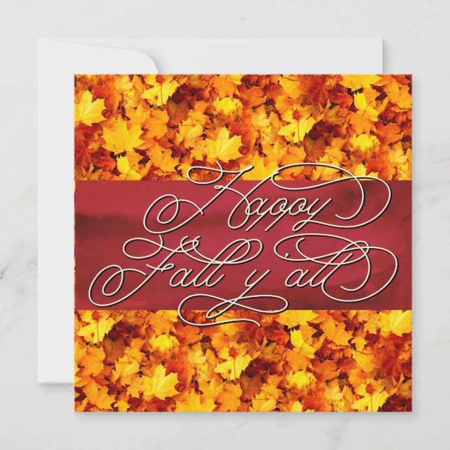   Elegant Cozy Autumn Vibes Quote Happy Fall Y'all Card (Front)