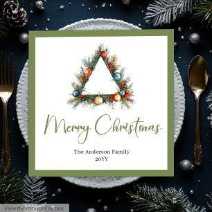 Elegant Cozy Boho Scandinavian Pine Wreath Dinner Paper Dinner Napkins