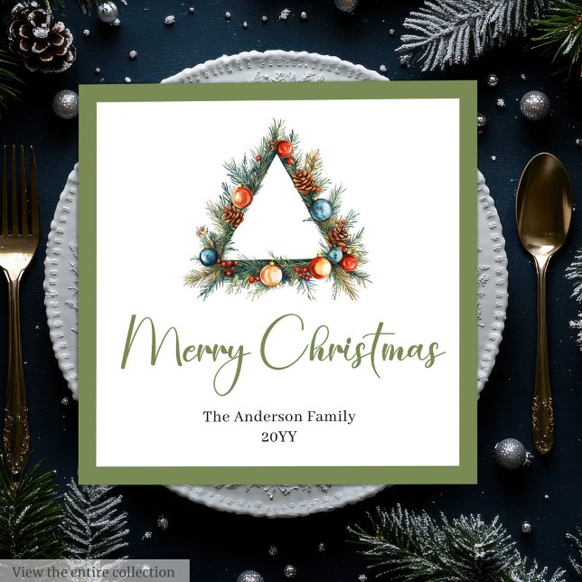 Elegant Cozy Boho Scandinavian Pine Wreath Dinner Paper Dinner Napkins (Elegant Boho Scandinavian Pine Wreath Dinner Napkins)