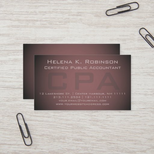 Customizable Elegant CPA Certified Public Accountant Business Card Template