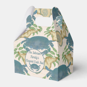 Elegant Crab Feast-Watercolor Blue Crabs, Seashell Favor Boxes