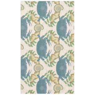 Elegant Crab Feast-Watercolor Blue Crabs, Seashell Tablecloth