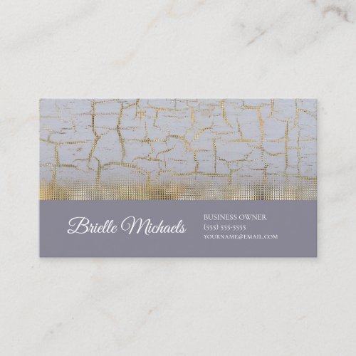 Elegant Cracked Paint Dusty Lavender Gold Foil Business Card